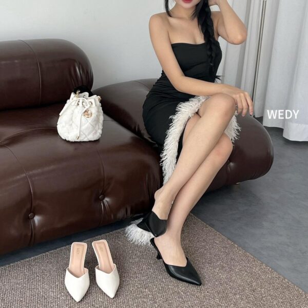 Dép nữ guốc cao gót WEDY WD2349, gót nhọn cao 6 phân thanh lịch sang trọng