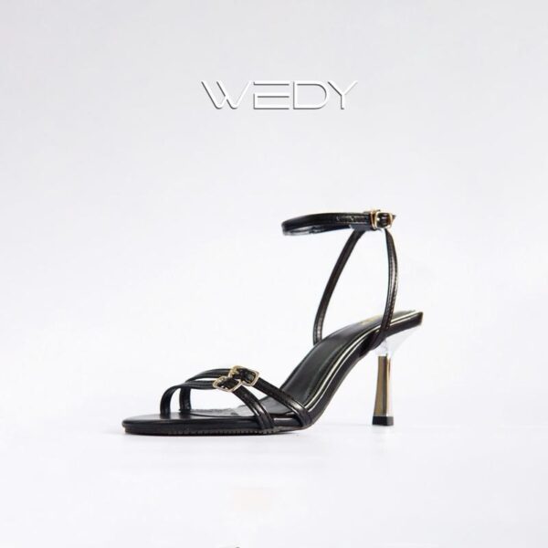 Sandal WEDY quai ngang sang trọng, gót tam giác mạ bạc cao 7cm WD2369