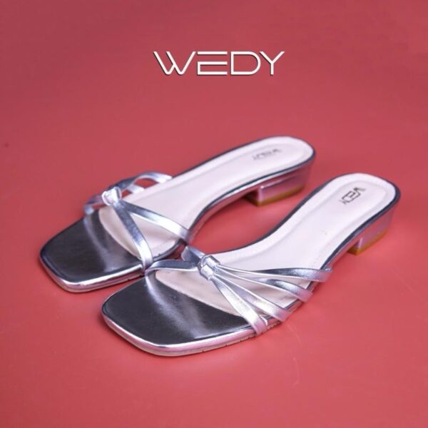 Dép guốc nữ WEDY mũi vuông quai mảnh đan ôm form basic cao 3cm WD2376