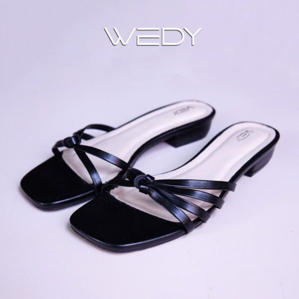 Dép guốc nữ WEDY mũi vuông quai mảnh đan ôm form basic cao 3cm WD2376