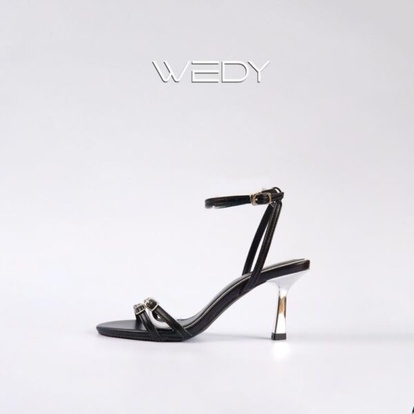 Sandal WEDY quai ngang sang trọng, gót tam giác mạ bạc cao 7cm WD2369