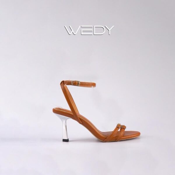 Sandal WEDY quai ngang sang trọng, gót tam giác mạ bạc cao 7cm WD2369